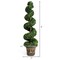 Green Artificial Boxwood Spiral Tree 4ft Indoor Outdoor Decor PVC Wood Trunk